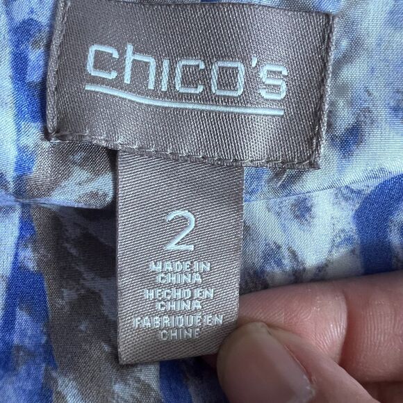 Chico's Women's Ribbed Quilted Vest Sz 2 Large White Zip Collared Pocket Lined - Picture 6 of 13